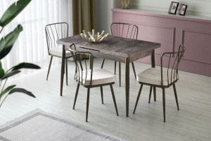 Set 2 scaune Model Star, Alb/Negru, 43x42x82 cm - Img 6