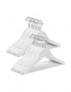 Set 20 umerase din lemn, Songmics, umerase din lemn solid, cârlig rotativ, CRW06W-20