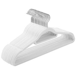 Set 20 umerașe subțiri din catifea, antialunecare, cârlig rotativ 360°, Alb/Argintiu, 43 × 21,5 × 0,6 cm