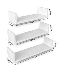 Set 3 Etajere Suspendate Model Miriam, Alb, 40x10x9 cm - Img 3