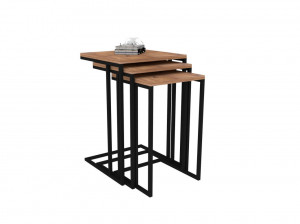Set 3 Masute de Cafea Model Casen, 40x40x60/38x34x56/38x28x52 cm, Pin - Img 2
