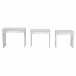 Set 3 Masute de Cafea Model Phan, 45x36x42/50x38x45/55x40x47 cm, Alb - Img 2