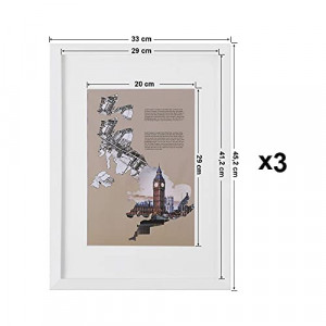 Set 3 rame foto, Songmics, Alb, 33x45.2x1.8 cm