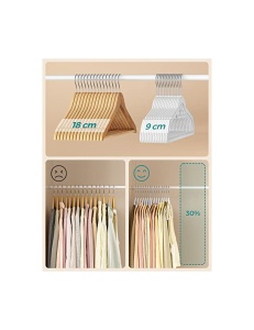 Set 50 umerașe din catifea, antialunecare, cârlig rotativ 360°, Alb/Argintiu, 43,5 × 22,5 × 0,6 cm - Img 6