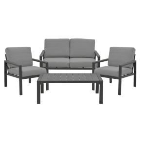 Set Canapele de gradina si masa, Model Fashionable, culoare bej si gri inchis, aluminiu si textil, cm - Img 2