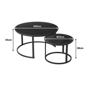 Set de 2 măsuțe de cafea Solme I, stejar/negru, 80x80x45 cm - Img 4