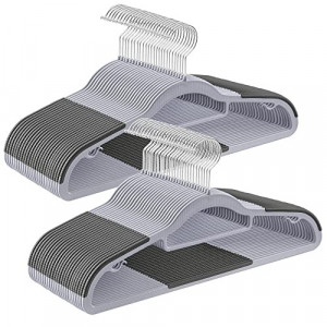Set de 50 umerase din plastic, Songmics, Gri-Argintiu, 42x21.5x0.5 cm - Img 2