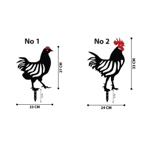 Set de accesorii metalice decorative pentru gradina Chicken Negru 24x33 cm - Img 5