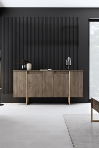 Set de mobilier pentru camera de zi Model Luxe, Nuc/Auriu - Img 6