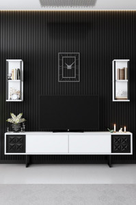 Set de mobilier pentru living Black, Alb- Negru - Img 5