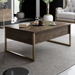 Set de mobilier pentru living Luxe, Nuc- Auriu - Img 4
