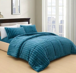 Set de pat Cocolino Veloura V3, 4 piese, pilotă de iarnă cu textură striată 3D, cearșaf cu elastic 180 × 200 cm
