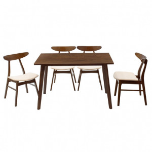 Set Masa si Scaune Benson-Orlean 5 Piese Nuc Inchis - Bej 120x80x75 cm - Img 2