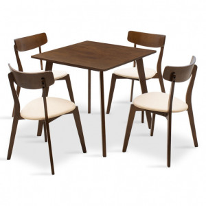 Set Masa si Scaune Benson-Toto 5 Piese Nuc Inchis - Bej 80x80x75 cm - Img 1