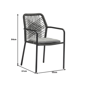 Set masă și scaune de exterior, 5 Piese, Model Kherson-Kliton, Antracit, 150x80x74 cm - Img 11
