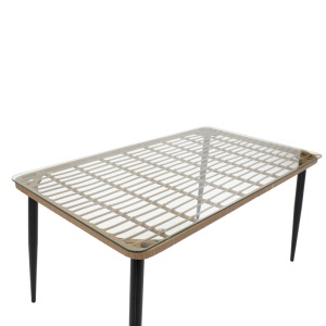 Set Masa si Scaune de Exterior, 5 Piese, Model Naoki, Natural/Negru, 160x90x78 cm - Img 8