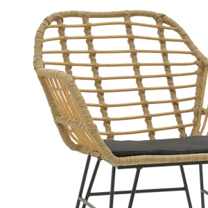 Set Masa si Scaune de Exterior, 5 Piese, Model Naoki, Natural/Negru, 80x80x78 cm - Img 9