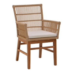 Set Masa si Scaune de Exterior, 7 Piese, Model Inca-Wooly, Natural/Bej, 220x90x75 cm - Img 2