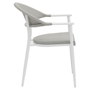 Set Masa si Scaune de Exterior, 7 Piese, Model Kliton-Pino, Alb, 150x80x74 cm - Img 4
