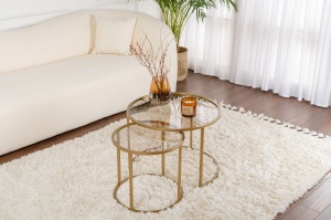 Set Masute de cafea Model Aurum 60, Auriu/Bronz - Img 1