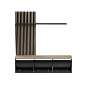 Set mobilă living Delfina, negru/stejar sonoma, 190x40x199.5 cm - Img 2