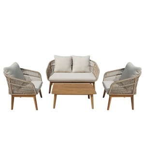Set mobilier de grădină Macrena, 4 piese, natural/bej - Img 2