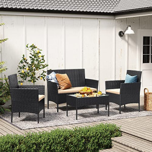 Set mobilier de gradina, Songmics, Negru, 58x49x85 cm - Img 3