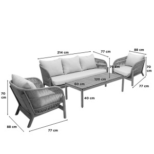 Set mobilier de grădină Verilan, 4 piese, natural/bej - Img 5