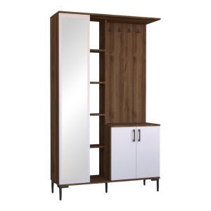 Set Mobilier Hol Melena, Nuc/Alb, PAL Melaminat, 120x37.5x199 cm