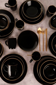 Set veselă din ceramică, 30 bucati Fiord Vienna Negru 26x26x1 cm - Img 2