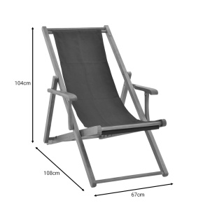 Sezlong, Model Xurian, culoare negru si natural, lemn masiv de salcam si textil, cm - Img 16
