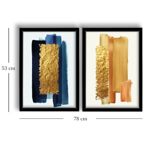 Tablou, 2 bucati Oystrium Azura Auriu 38x53 cm - Img 2