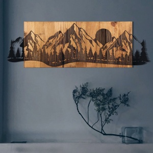 Tablou din lemn si metal Sundown Negru 75.5x24.5 cm - Img 1