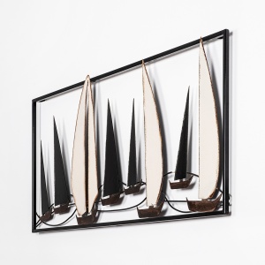 Tablou metalic Yelkenli Multicolor 40x91x5 cm - Img 4
