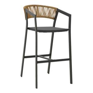 Taburet de exterior, Model Phoenix, culoare natural si antracit, rattan si textil, 53x58x103 cm - Img 2