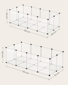 Tarc pentru animale de companie, modular, , Songmics, Alb, 125x63x42 cm - Img 6