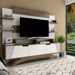 Ansamblu Comoda TV Deparo Walnut-Alb - Img 2