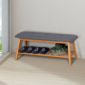 Bancă cu suport pantofi Zerma, natural, 100x30.5x44 cm - Img 2