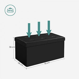 Banca hol tip Cufar Model Rayne, Negru, 76x38x38 cm - Img 3