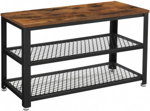 Bancheta cu suport pantofi Model Adan, Maro rustic, 73x30x45 cm - Img 1