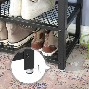 Bancheta cu suport pantofi Model Armando, Bej/Negru, 73x30x45.5 cm - Img 4