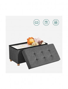 Bancheta de depozitare, Songmics, LSF16GYZ, 300 Kg, Gri, 65L, 76 x 38 x 40 cm - Img 7