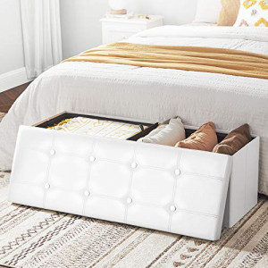 Bancuta hol cufar cu depozitare, Songmics, Alb, 110x38x38 cm - Img 7