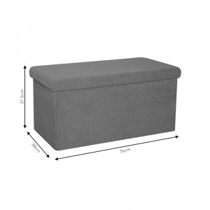 Bancuta hol cufar cu spatiu de depozitare Forward boucle material textil antracit 76x38x38cm - Img 4