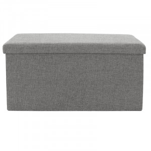Bancuta hol cufar cu spatiu de depozitare material textil Greatness gri 76x38x38cm - Img 2