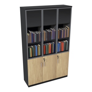 Bibliotecă Lotus, natural/gri închis, 120x40x200 cm