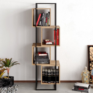 Biblioteca Model Prada, Nuc/Negru, 52x38x160 cm - Img 2