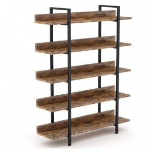 Biblioteca Pako World, Model Almond, 119x27x185 cm, Nuc/Negru