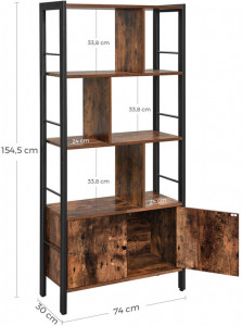 Biblioteca Vasagle, Model Armando, 74x30x154,5 cm, Maro Rustic/Negru - Img 5