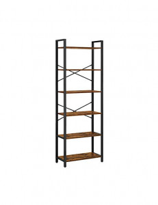 Biblioteca Vasagle, Model Dior, 66x30x186 cm, Maro Rustic/Negru - Img 1